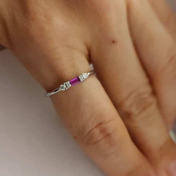 New 925 Silver Ruby Diamond Band Stacking Ring for Women - Picture 6 of 13